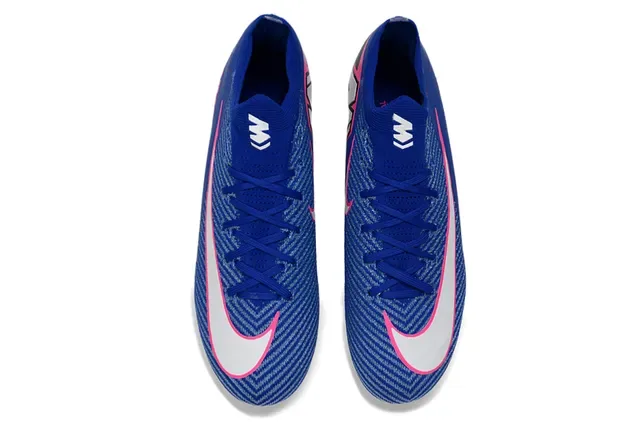 Nike Chaussures de football avec upper en maille bleu rose, col avec ajustement dynamique, pour terrain ferme 2