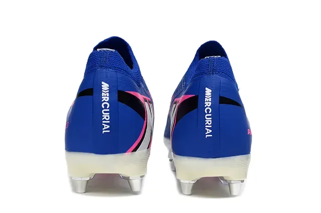 Nike Chaussures de football avec upper en maille bleu rose, col avec ajustement dynamique, pour terrain ferme 4
