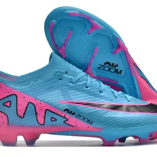 Nike Blue Pink Low-Cut Sock-Fit Upper Flyknit Construction Firm-Ground Soccer Shoes