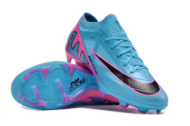 Nike Blue Pink Low-Cut Sock-Fit Upper Flyknit Construction Firm-Ground Soccer Shoes 3