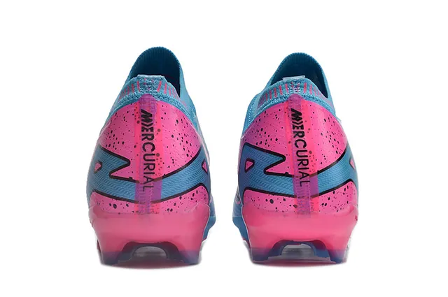 Nike Blue Pink Low-Cut Sock-Fit Upper Flyknit Construction Firm-Ground Soccer Shoes 4