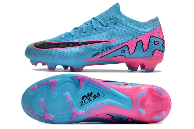 Nike Blue Pink Low-Cut Sock-Fit Upper Flyknit Construction Firm-Ground Soccer Shoes 5