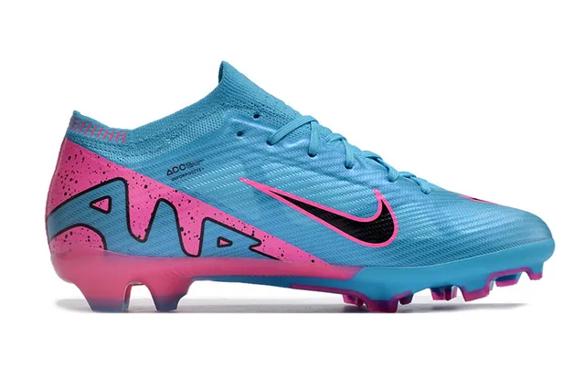 Nike Blue Pink Low-Cut Sock-Fit Upper Flyknit Construction Firm-Ground Soccer Shoes 7