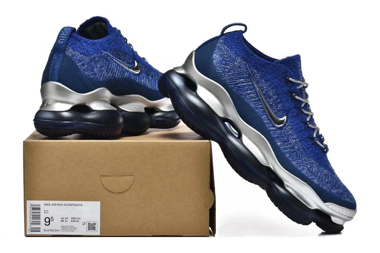 Nike Chaussures Lifestyle Bleu Argent Haut en Tricot Sculpté Métallique Semelle Intermédiaire 2