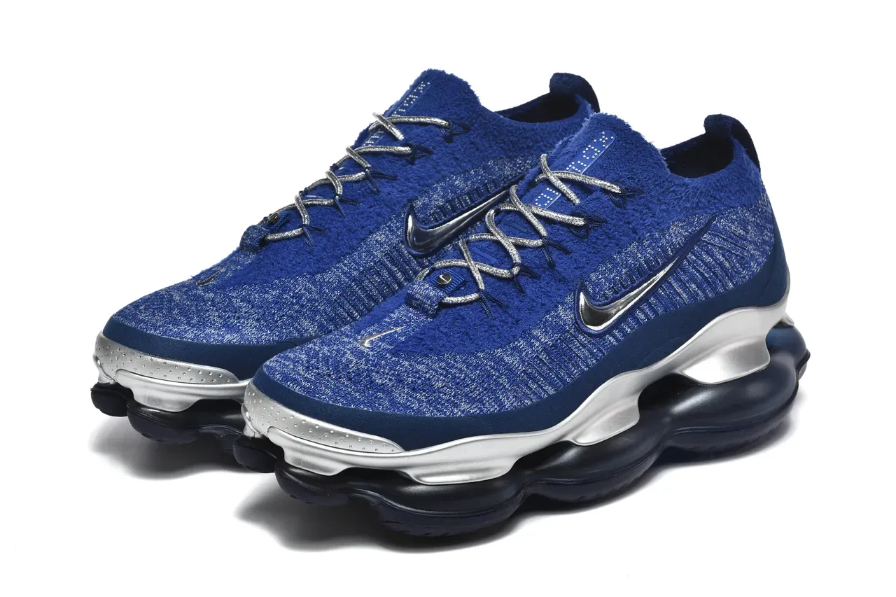 Nike Chaussures Lifestyle Bleu Argent Haut en Tricot Sculpté Métallique Semelle Intermédiaire 5