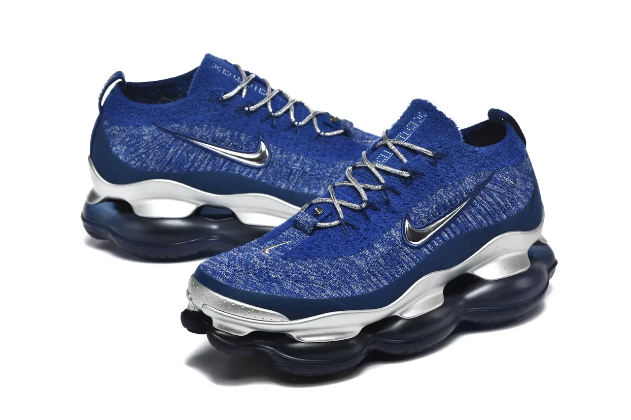 Nike Chaussures Lifestyle Bleu Argent Haut en Tricot Sculpté Métallique Semelle Intermédiaire 6