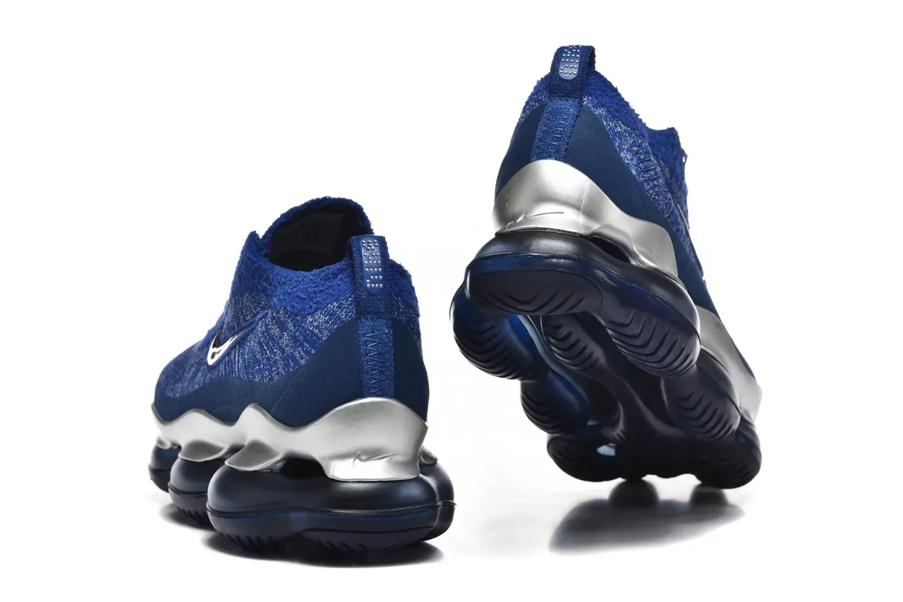 Nike Chaussures Lifestyle Bleu Argent Haut en Tricot Sculpté Métallique Semelle Intermédiaire 7