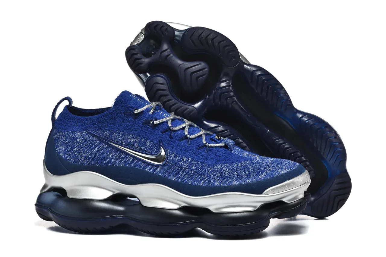 Nike Chaussures Lifestyle Bleu Argent Haut en Tricot Sculpté Métallique Semelle Intermédiaire 8