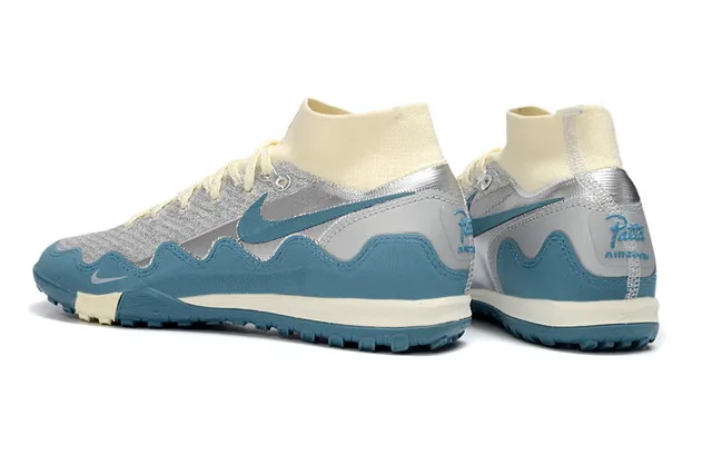 Nike Blue Silver Wavy Layered Midsole Sock-Fit Collar Sneakers 3