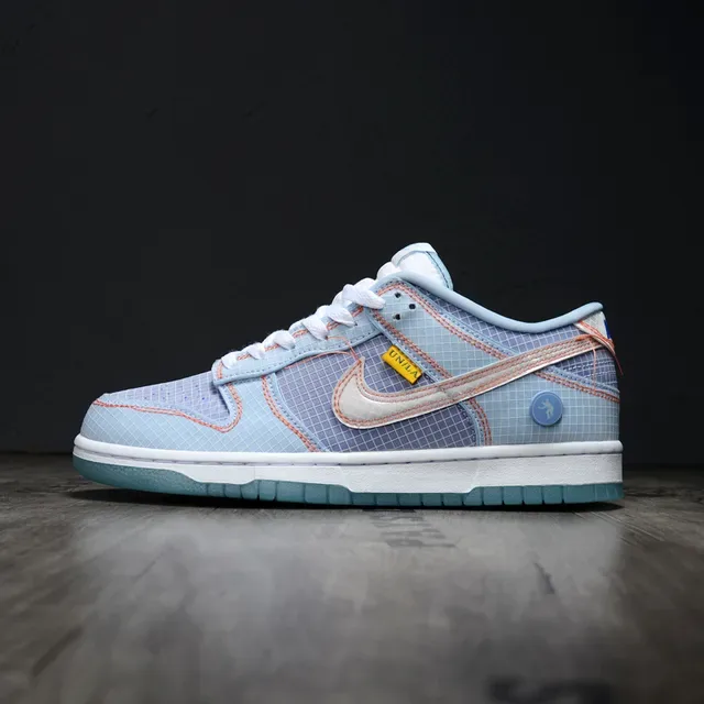 Nike Blue White Grid-Patterned Mesh Upper Contrast Peach Stitching Lifestyle Sneakers 7