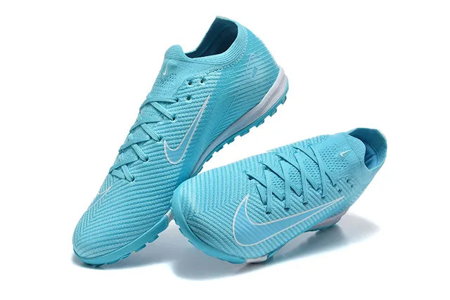 Nike Azul Blanco Tejido Superior Bajo Corte Cuello Ajuste Calcetín Césped Fútbol Zapatos 2