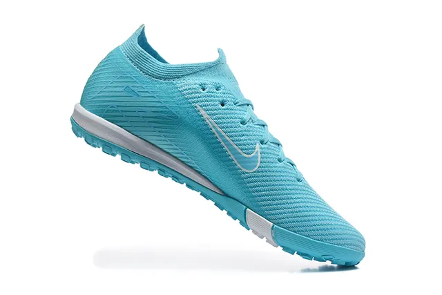 Nike Azul Blanco Tejido Superior Bajo Corte Cuello Ajuste Calcetín Césped Fútbol Zapatos 3