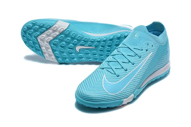 Nike Azul Blanco Tejido Superior Bajo Corte Cuello Ajuste Calcetín Césped Fútbol Zapatos 6