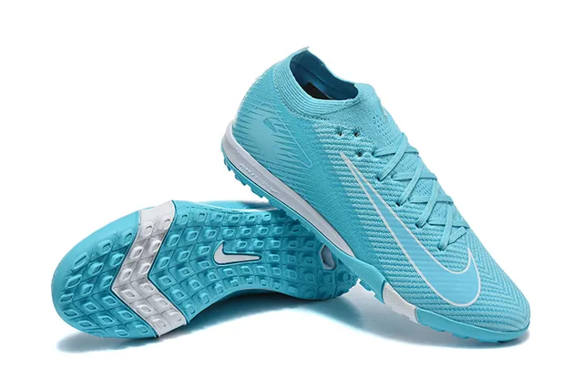 Nike Azul Blanco Tejido Superior Bajo Corte Cuello Ajuste Calcetín Césped Fútbol Zapatos 7
