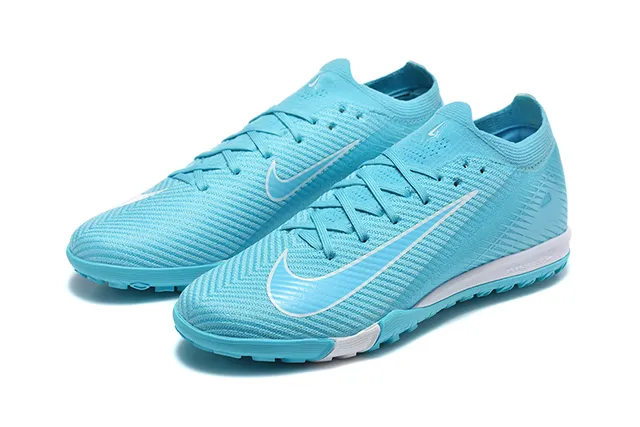 Nike Azul Blanco Tejido Superior Bajo Corte Cuello Ajuste Calcetín Césped Fútbol Zapatos 8