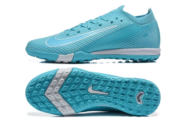 Nike Azul Blanco Tejido Superior Bajo Corte Cuello Ajuste Calcetín Césped Fútbol Zapatos 9