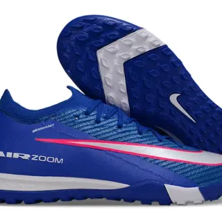Nike Tênis de futebol upper de malha azul e branco sola com studs de turf para grama artificial
