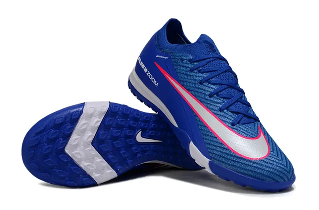 Nike Blue White Knit Upper Turf-Stud Outsole Artificial-Grass Soccer Shoes 2