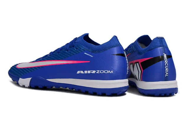 Nike Blue White Knit Upper Turf-Stud Outsole Artificial-Grass Soccer Shoes 4