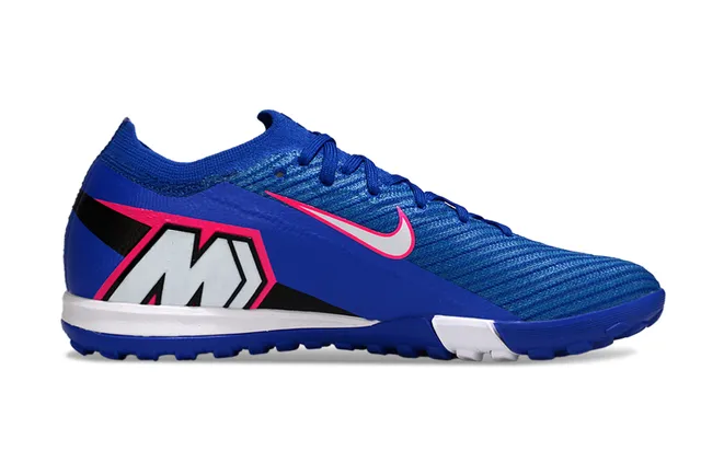 Nike Blue White Knit Upper Turf-Stud Outsole Artificial-Grass Soccer Shoes 5