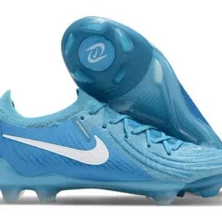 Nike أحذية كرة قدم أزرق أبيض منخفضة الساق أعلى شبيكة رباط غير متناظر أرضية صلبة