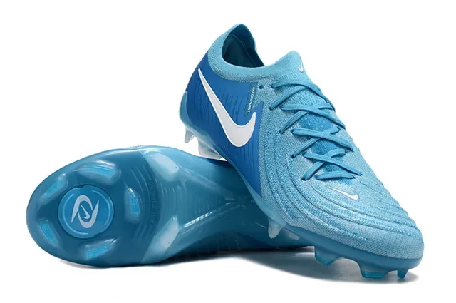 Nike أحذية كرة قدم أزرق أبيض منخفضة الساق أعلى شبيكة رباط غير متناظر أرضية صلبة 3