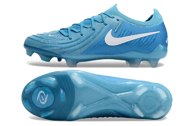 Nike أحذية كرة قدم أزرق أبيض منخفضة الساق أعلى شبيكة رباط غير متناظر أرضية صلبة 5
