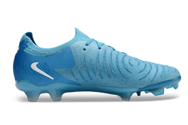 Nike أحذية كرة قدم أزرق أبيض منخفضة الساق أعلى شبيكة رباط غير متناظر أرضية صلبة 7