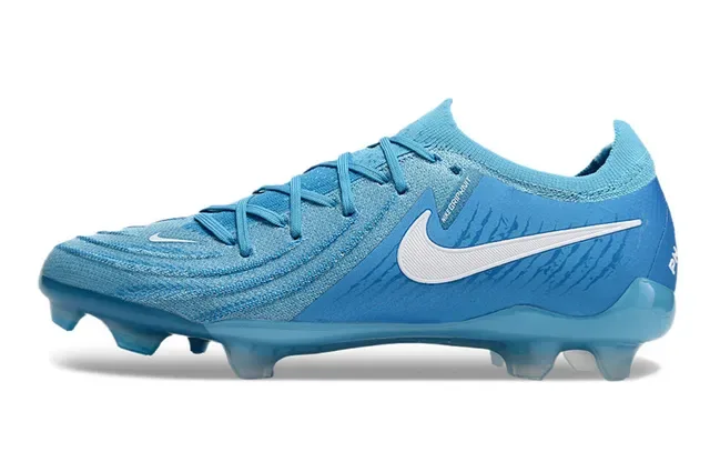 Nike أحذية كرة قدم أزرق أبيض منخفضة الساق أعلى شبيكة رباط غير متناظر أرضية صلبة 8