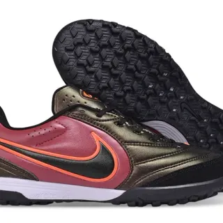 Nike Burgundy Orange Low-Cut Lace-Up Turf Soccer Shoes