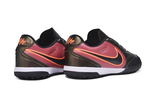Nike Chaussures de football en pelouse artificielle couleur bordeaux orange, à lacets, à talon bas 4