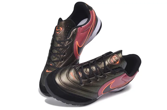 Nike Chaussures de football en pelouse artificielle couleur bordeaux orange, à lacets, à talon bas 6