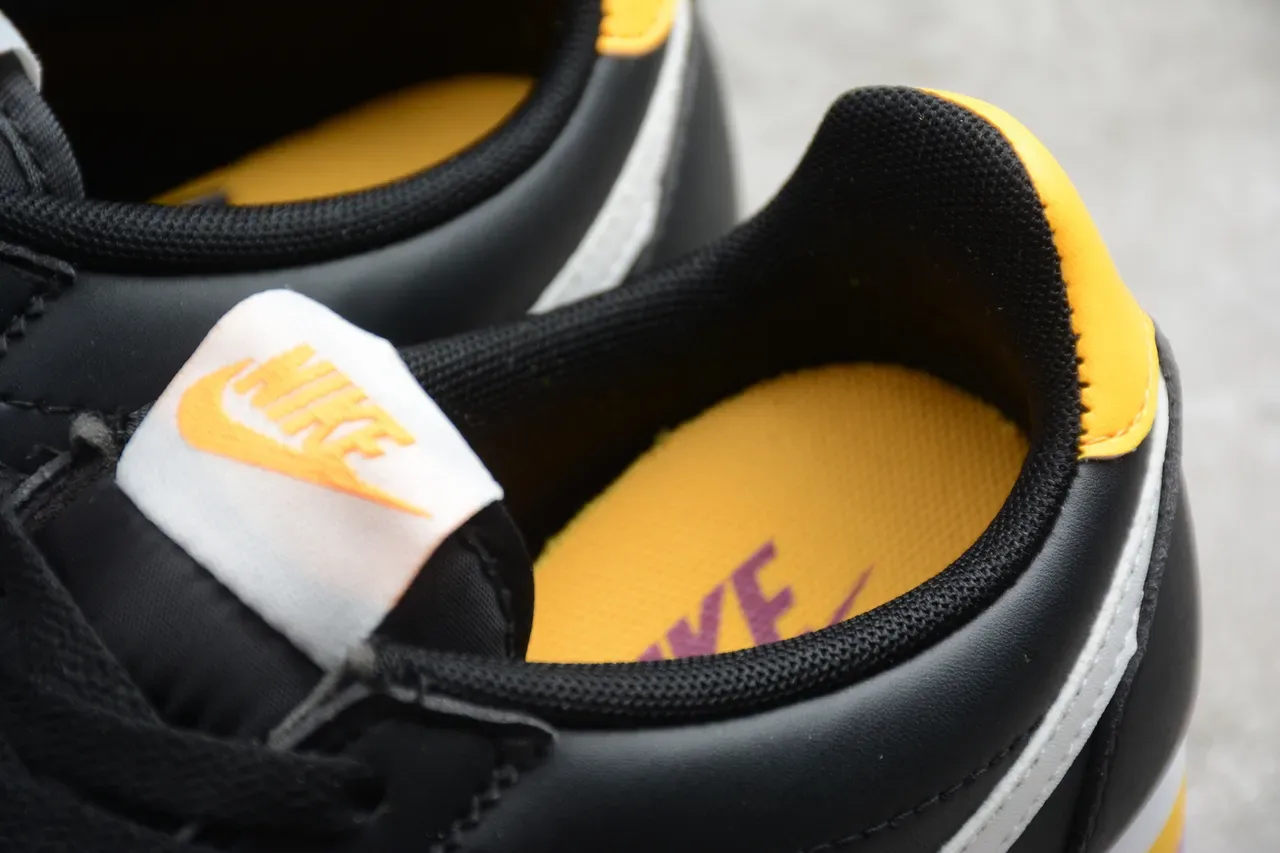 Nike Cortez Black White Yellow Purple Lifestyle Sneakers 3