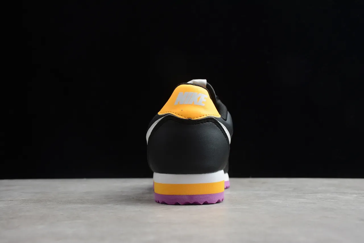 Nike Cortez Black White Yellow Purple Lifestyle Sneakers 7