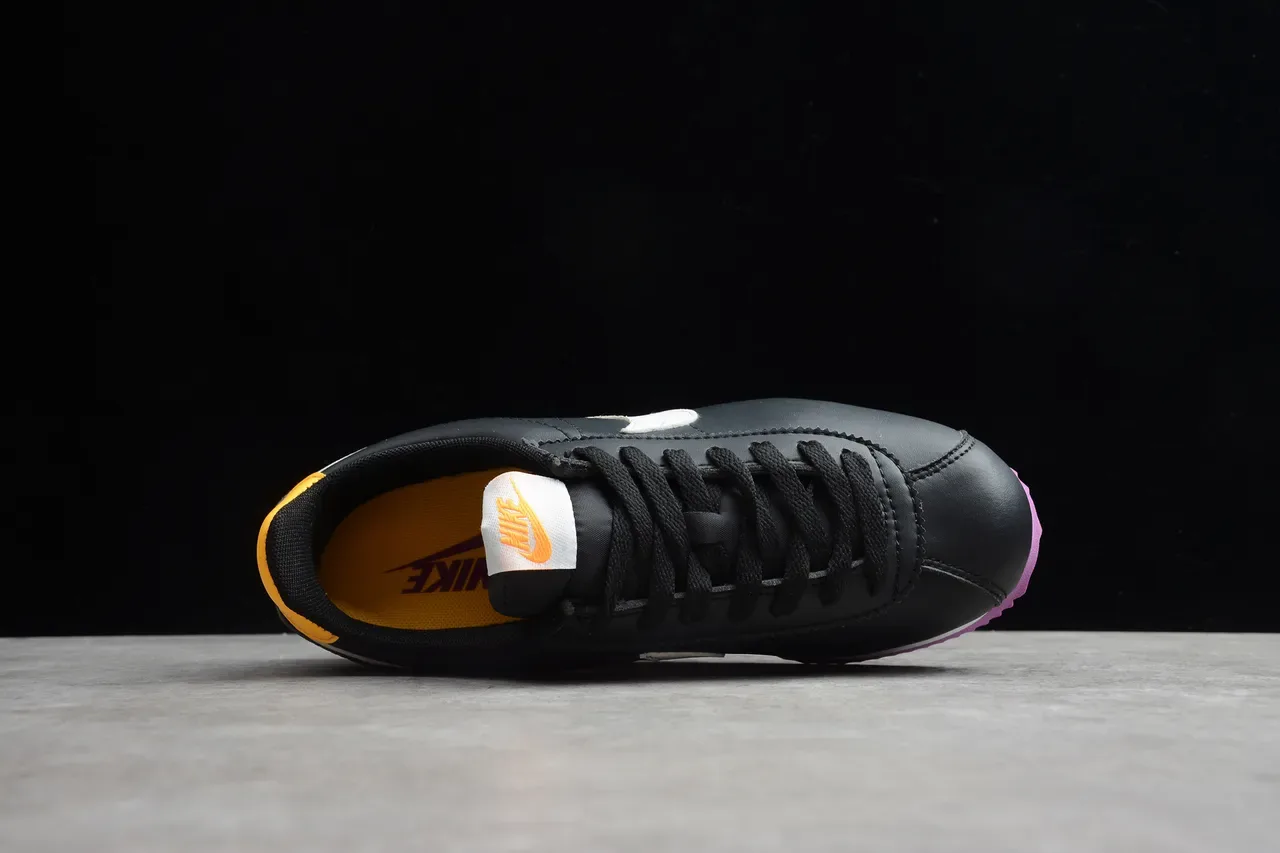 Nike Cortez Black White Yellow Purple Lifestyle Sneakers 9