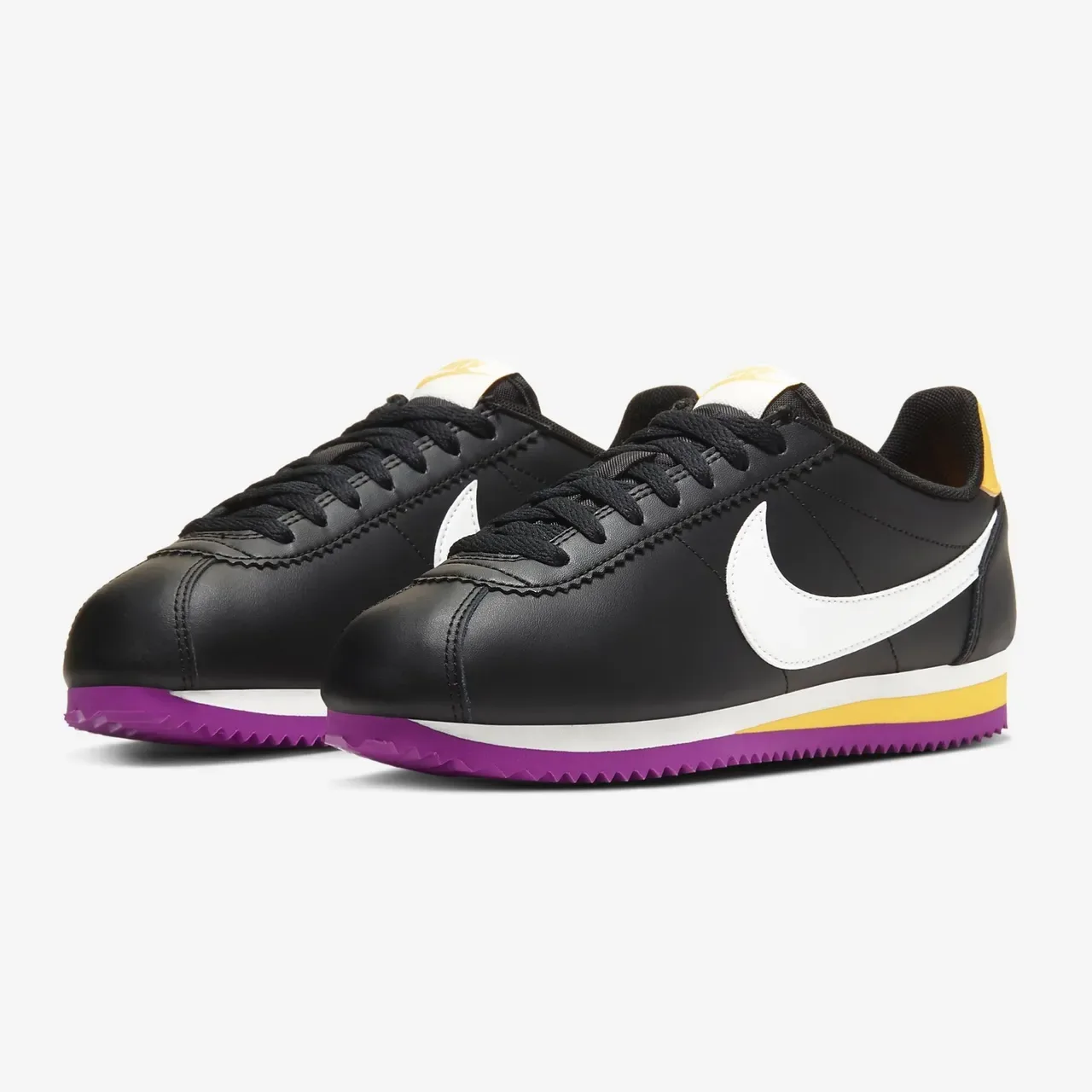 Nike Cortez Black White Yellow Purple Lifestyle Sneakers 17