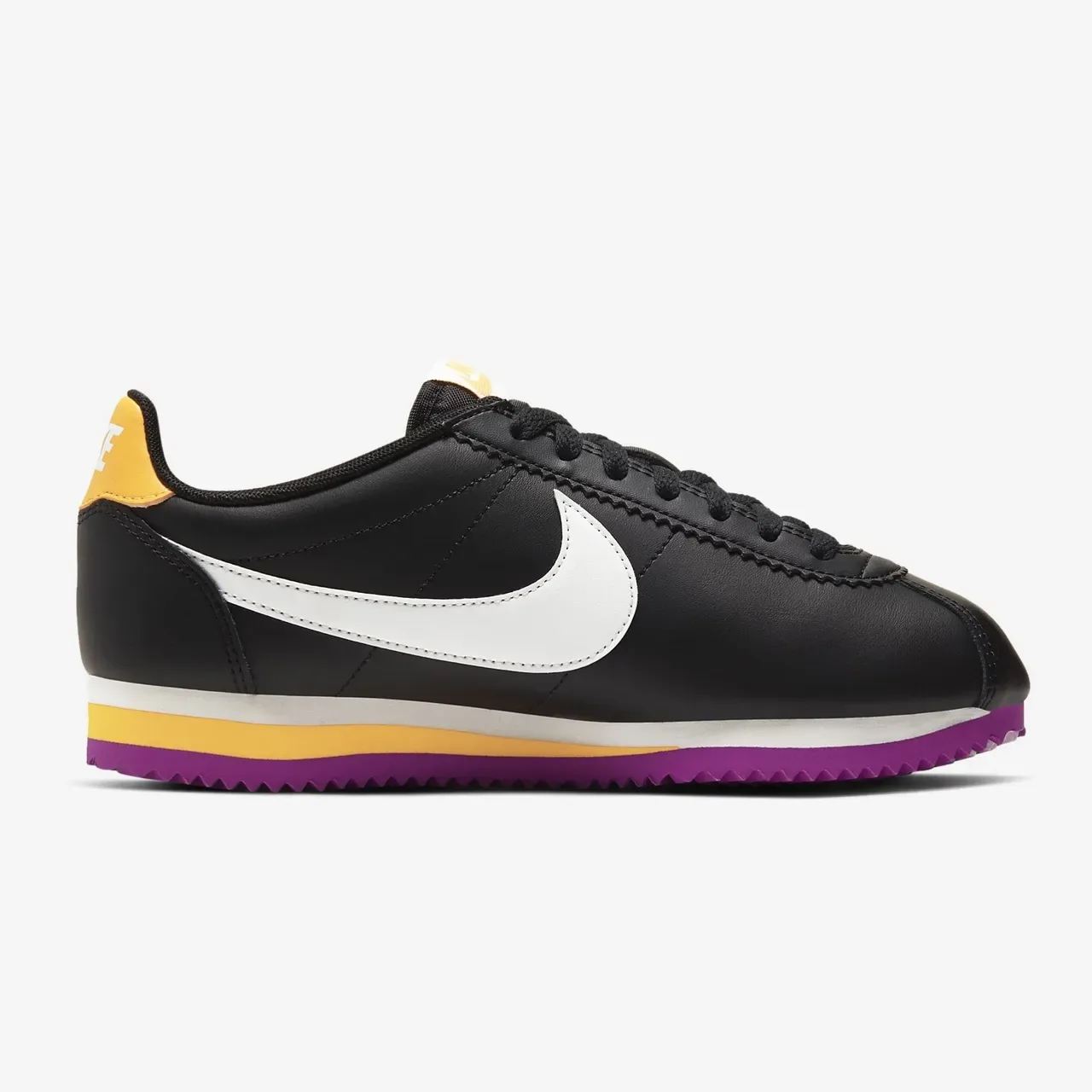 Nike Cortez Black White Yellow Purple Lifestyle Sneakers 21