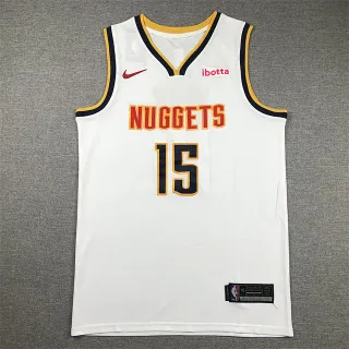 Nike Denver Nuggets Nikola Jokić #15 White Navy Sleeveless Mesh Jersey