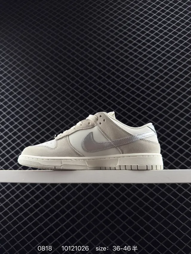 Nike Dunk Low Beige Metallic Silver Lifestyle Sneakers 6