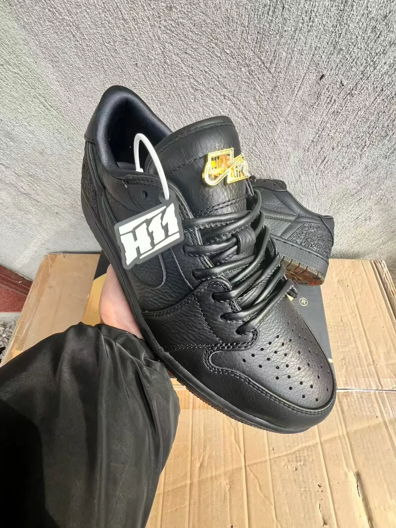Nike Dunk Low Black Embossed Leather Lifestyle Sneakers 2