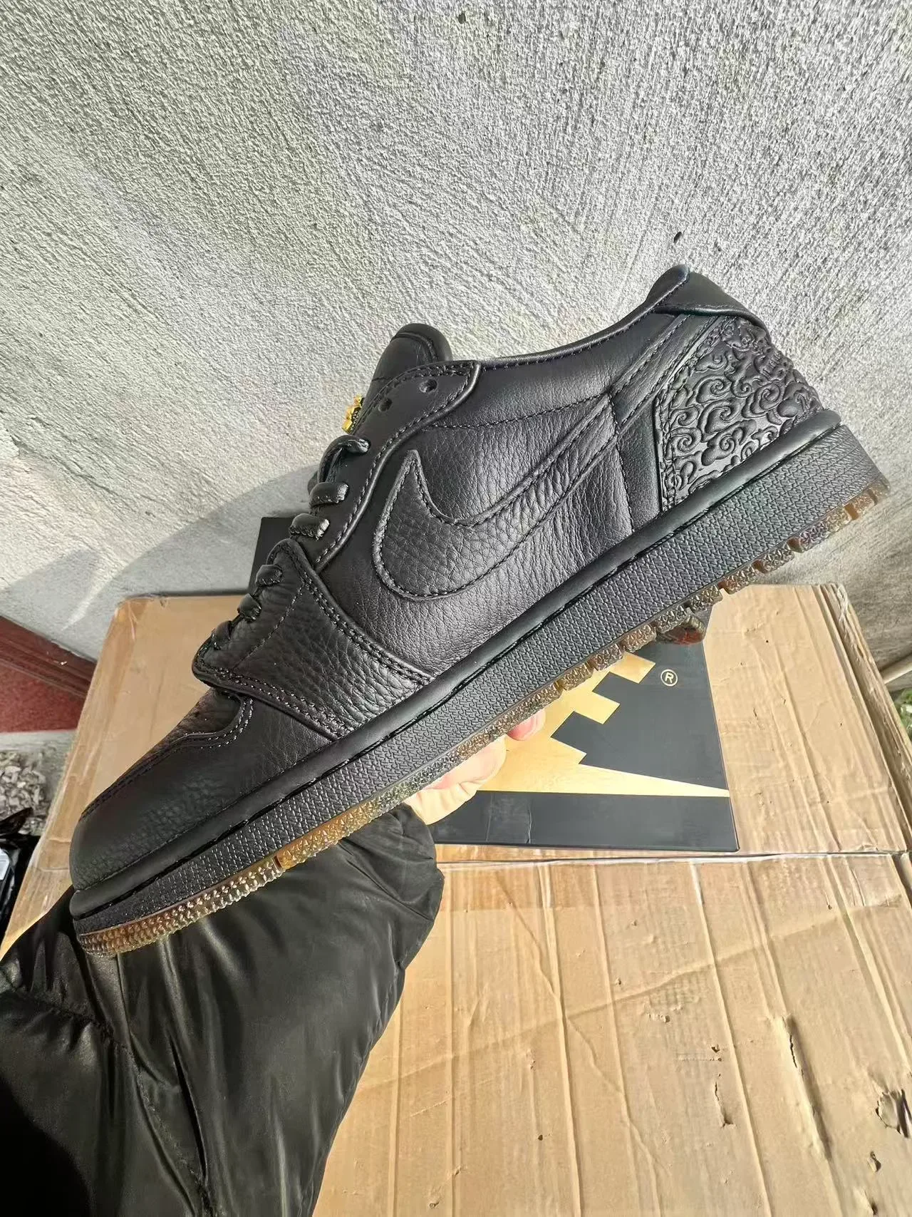 Nike Dunk Low Black Embossed Leather Lifestyle Sneakers 5