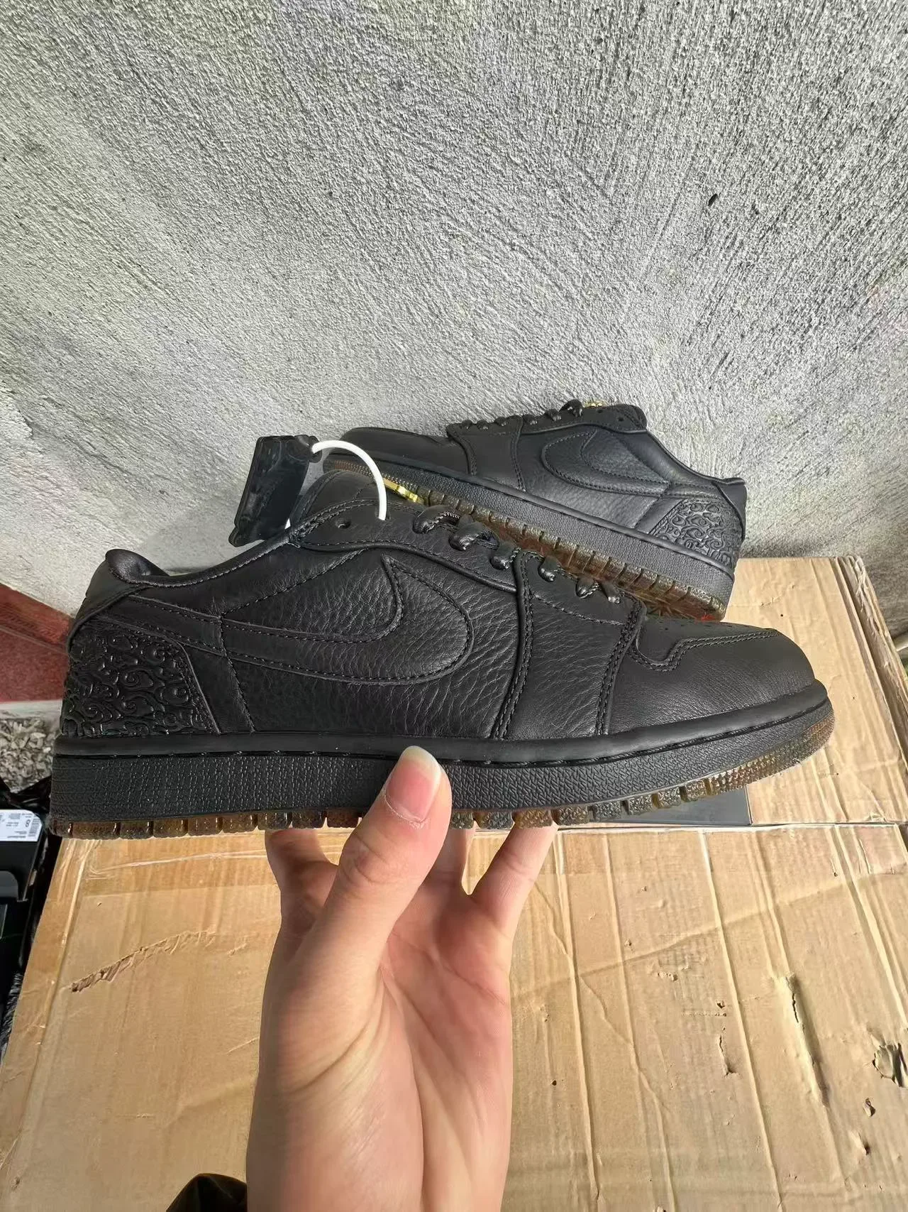Nike Dunk Low Black Embossed Leather Lifestyle Sneakers 6