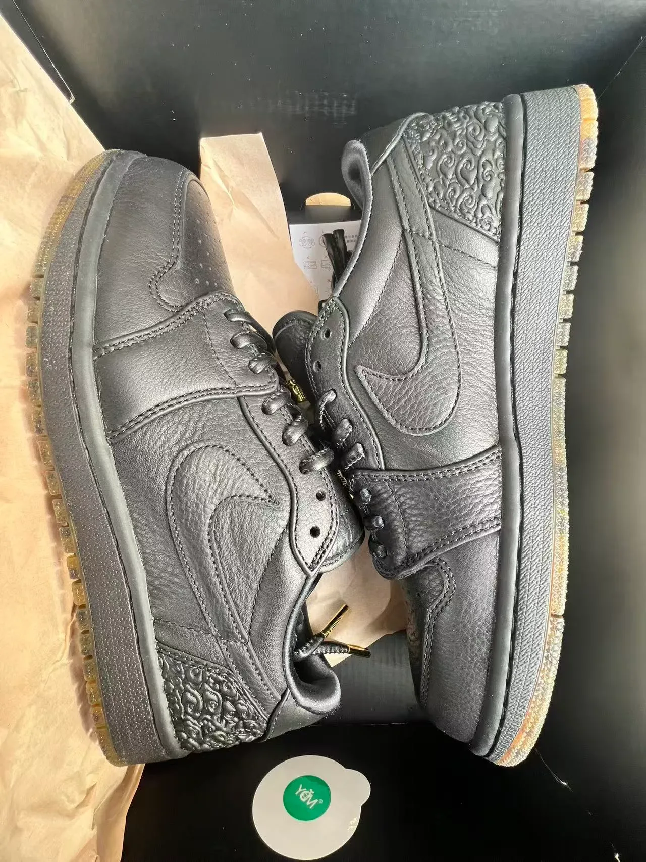 Nike Dunk Low Black Embossed Leather Lifestyle Sneakers 8