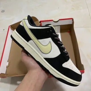 Nike Dunk Low Preto Off-White Amarelo Pálido Tênis Lifestyle