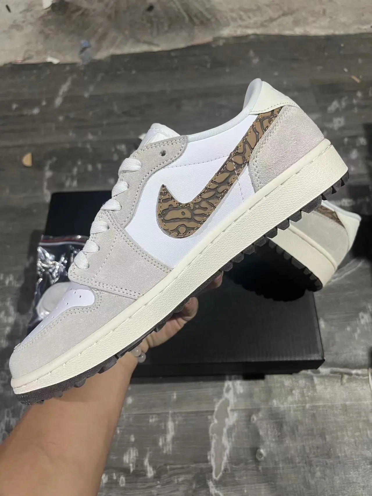 Nike Dunk Low Elephant Print White Gray Lifestyle Sneakers 5