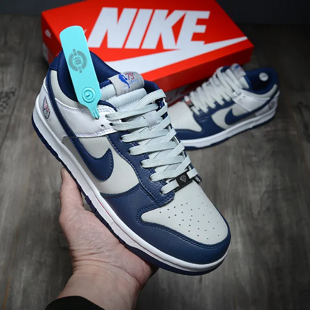 Nike Dunk Low Gray White Navy Lifestyle Sneakers 2