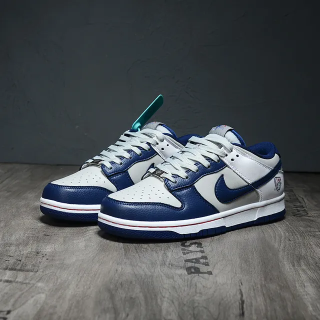 Nike Dunk Low Gray White Navy Lifestyle Sneakers 3