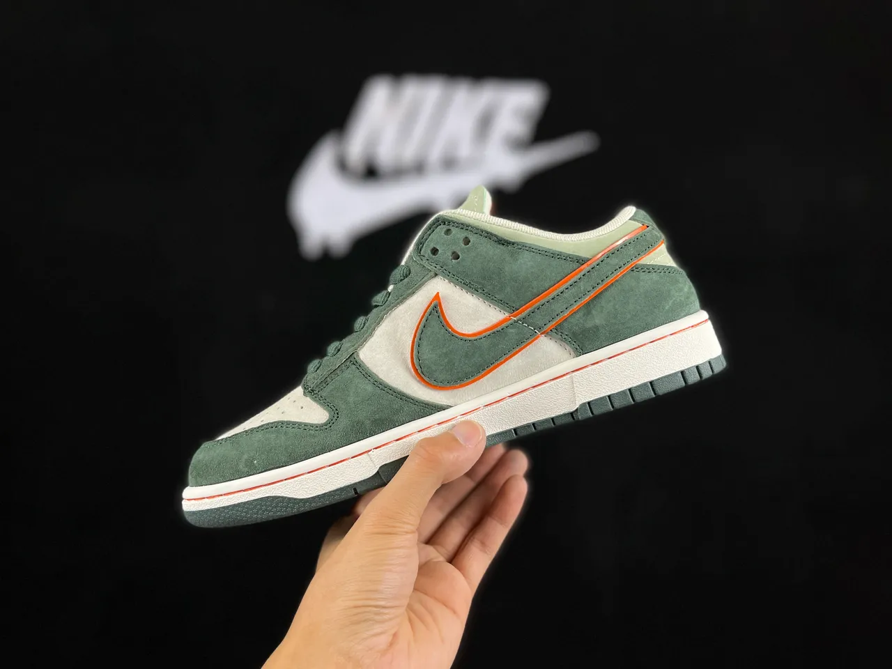 Nike Dunk Low Camurça Verde Oliva e Laranja Sapatilhas de Skateboard 7