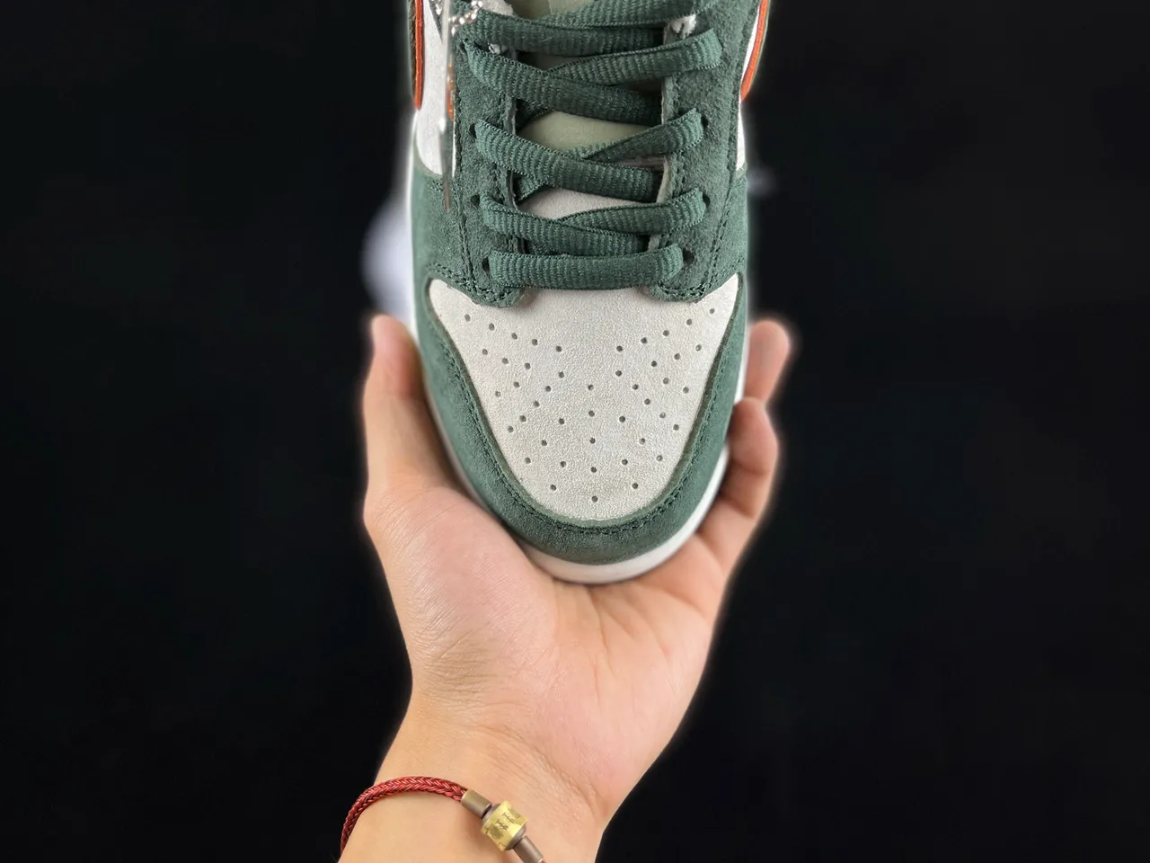 Nike Dunk Low Camurça Verde Oliva e Laranja Sapatilhas de Skateboard 8