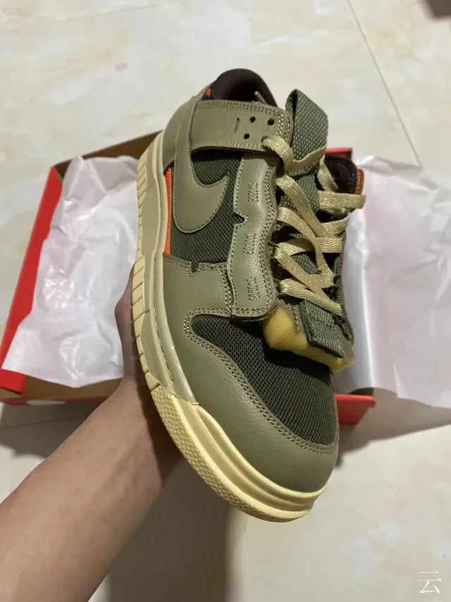Nike Dunk Low Olive Green Orange Accent Lifestyle Sneakers 2